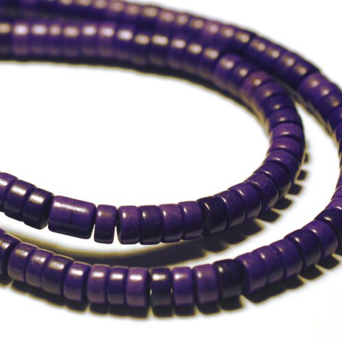 20pc - perles de pierre turquoise synthèse rondelles heishi 4x2mm violet