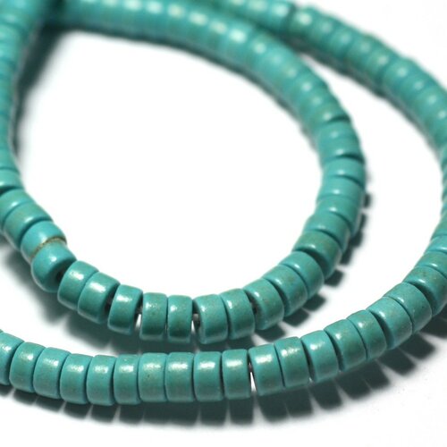 20pc - perles de pierre turquoise synthèse rondelles heishi 4x2mm bleu turquoise