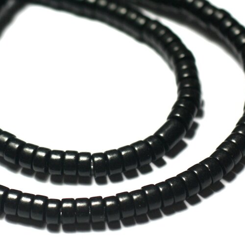 20pc - perles de pierre turquoise synthèse rondelles heishi 4x2mm noir