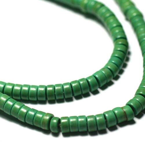 Fil 39cm 180pc env - perles de pierre turquoise synthèse rondelles heishi 4x2mm vert