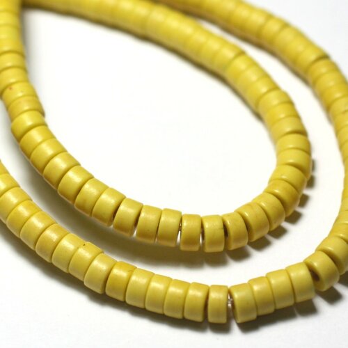 Fil 39cm 180pc env - perles de pierre turquoise synthèse rondelles heishi 4x2mm jaune