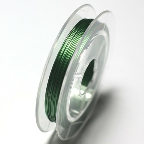 1pc - bobine 10 mètres - fil métal cablé 0.35mm vert empire