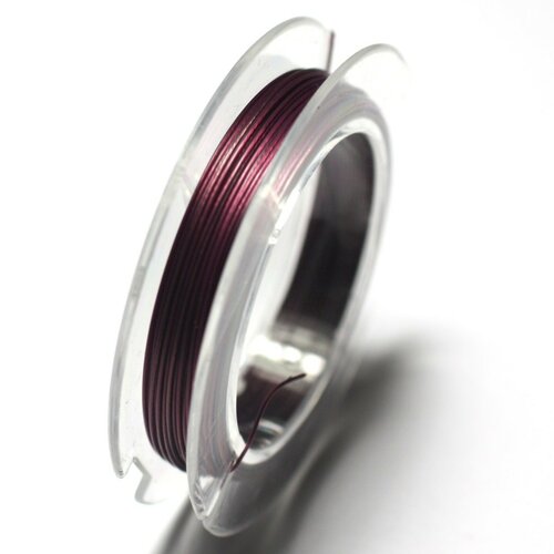 1pc - bobine 10 mètres - fil métal cablé 0.35mm violet prune - 7427039729369