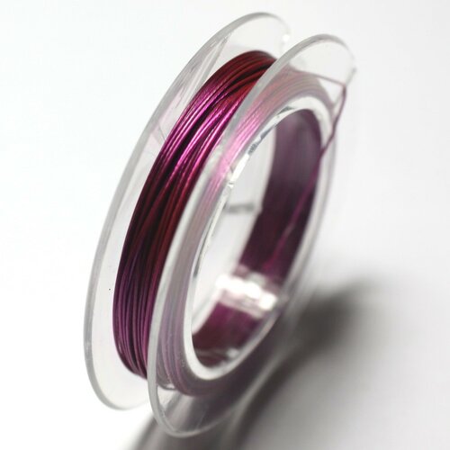 1pc - bobine 10 mètres - fil métal cablé 0.35mm violet rose
