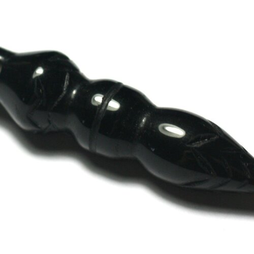 1pc - pendentif pendule egyptien thot gravé pierre 46mm obsidienne noire