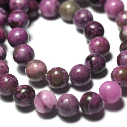 Fil 39cm 85pc env - perles pierre - sugilite boules 4mm violet rose