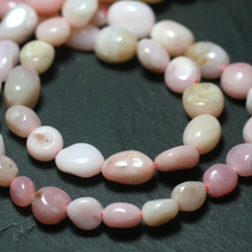 Fil 39cm 48pc env - perles de pierre - opale rose olives ovales 6-11mm