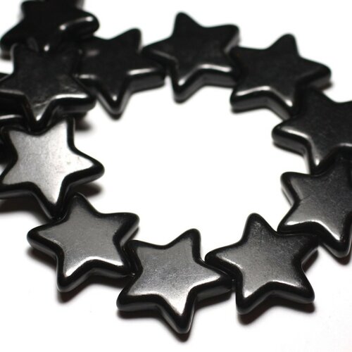 2pc - perles de pierre turquoise synthèse étoiles 35mm noir