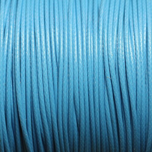 Bobine 180 mètres - fil cordon coton ciré 1mm bleu turquoise azur