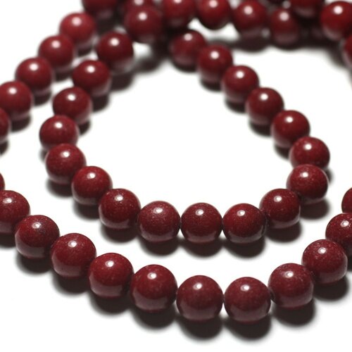 10pc - perles de pierre - jade boules 8mm rouge bordeaux