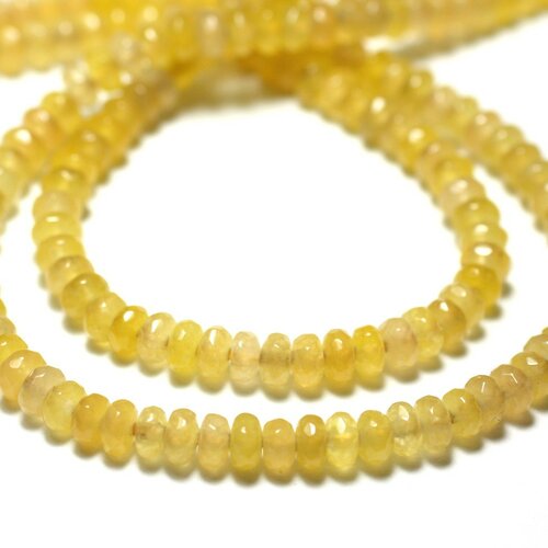 30pc - perles de pierre - jade rondelles facettées 4x2mm jaune or
