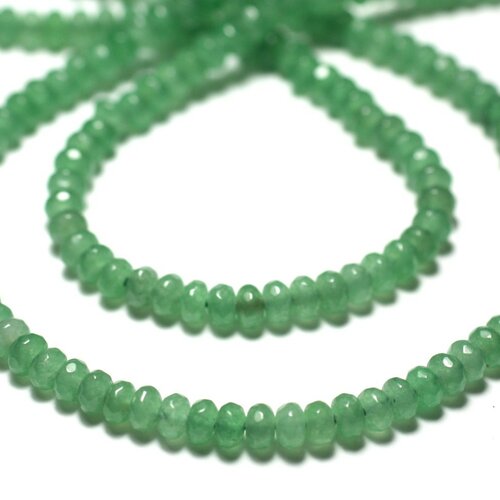 Fil 39cm 145pc env - perles de pierre - jade rondelles facettées 4x2mm vert clair