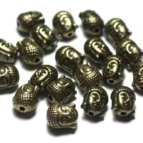 4pc - perles métal bronze qualité bouddha 11mm