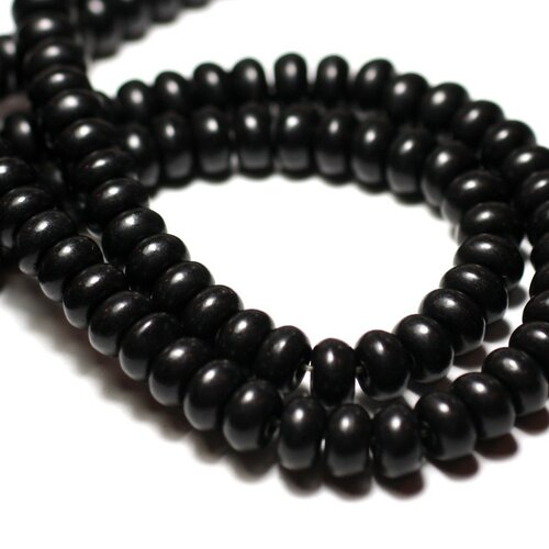 40pc - perles de pierre turquoise synthèse rondelles 4x2mm noir