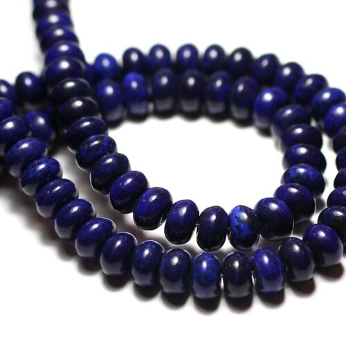 35pc - perles de pierre turquoise synthèse rondelles 6x4mm bleu nuit