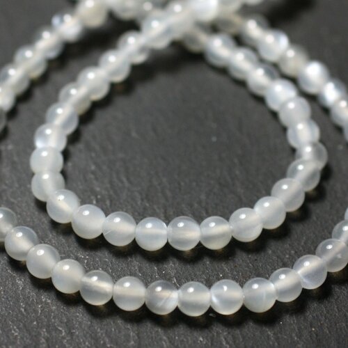 10pc - perles de pierre - pierre de lune orientale boules 3-4mm blanc gris irisé
