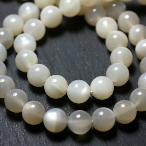 4pc - perles de pierre - pierre de lune orientale boules 8mm blanc gris irisé