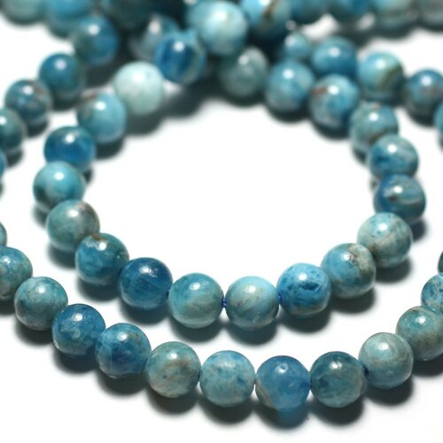 10pc - perles de pierre - apatite boules 6mm bleu