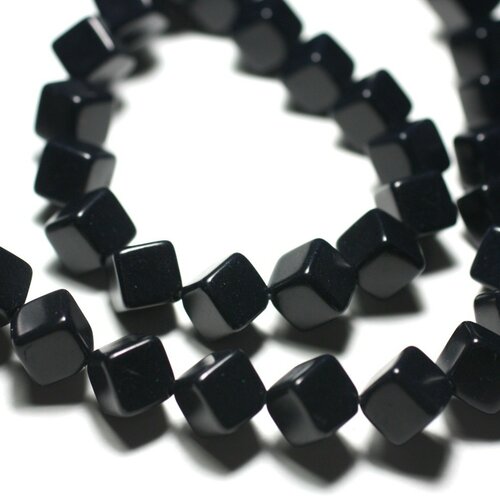 20pc - perles de pierre - turquoise synthèse cubes 8x8mm noir