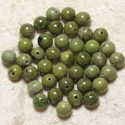 Fil 39cm 45pc env - perles de pierre - jade nephrite canada boules 8mm