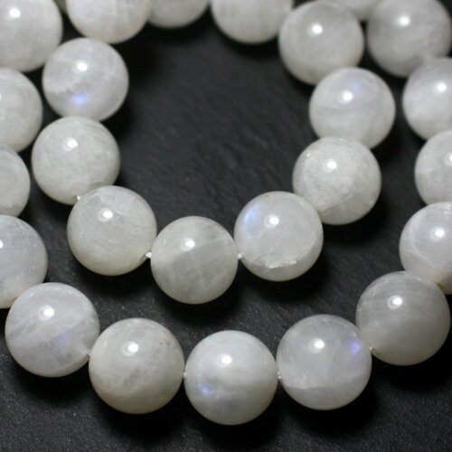 1pc - perles de pierre - pierre de lune blanche arc en ciel boules 12mm