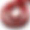 Fil 39cm 39pc env - perles turquoise synthèse boules fleurs 9-10mm rouge