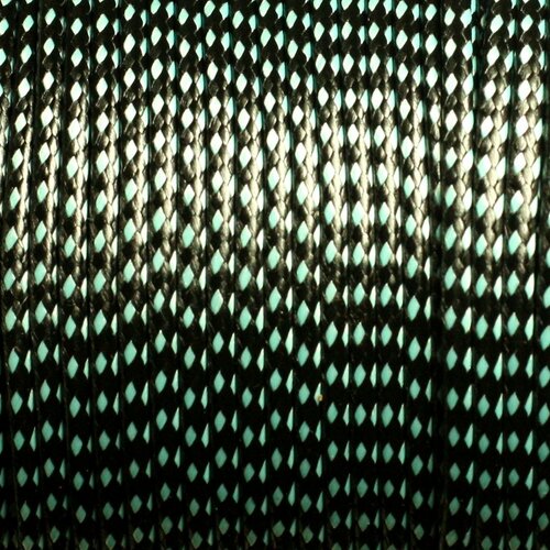 Bobine 90 mètres - fil cordon coton ciré 2mm bicolore noir bleu turquoise