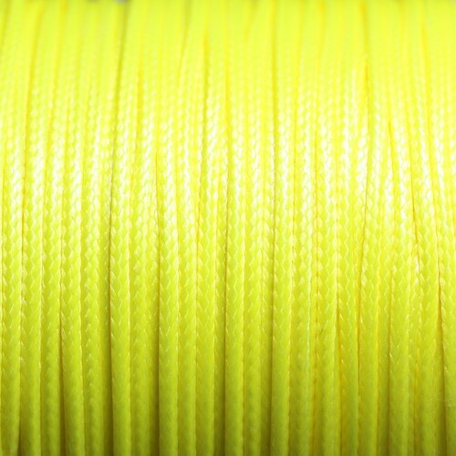 Bobine 180 metres environ - fil corde cordon coton ciré enduit 1.5mm jaune fluo