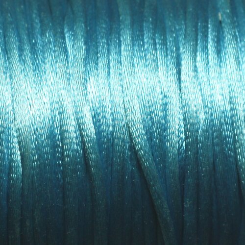 Bobine 45 mètres - fil cordon satin queue de rat 2mm bleu turquoise