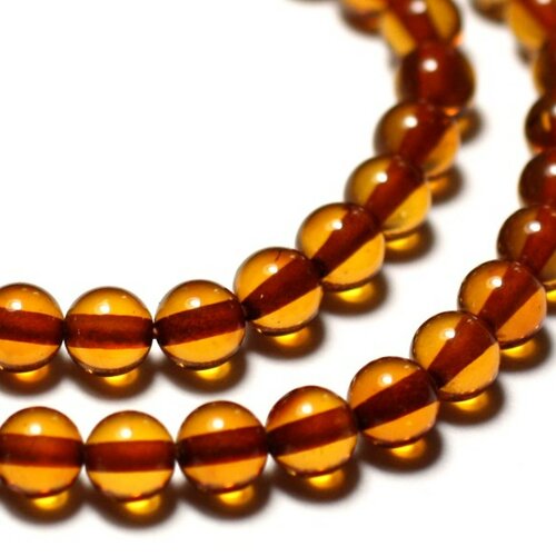 Fil 20cm 25pc env - perles pierre ambre naturelle baltique boules 8mm orange cognac