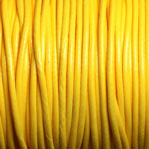 Bobine 90 mètres - fil cordon coton ciré enduit 2mm jaune