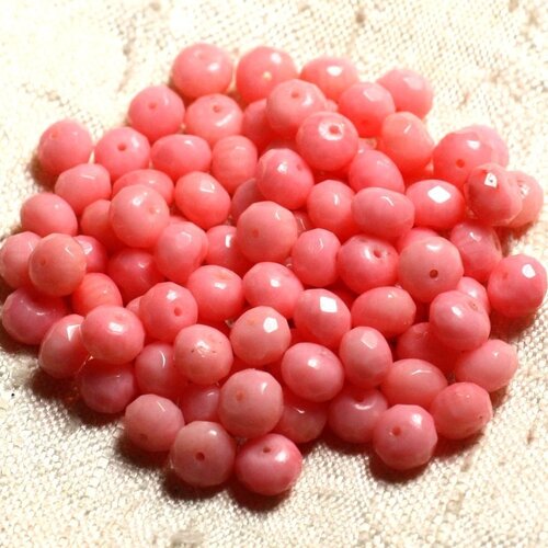 Fil 39cm 90pc env - perles corail rose rondelles facettées 6x4mm