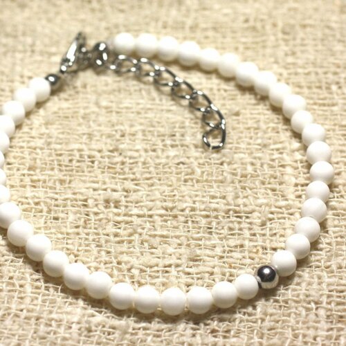 Bracelet argent 925 et perles nacre blanche 4mm