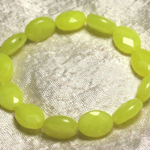 Bracelet pierre semi précieuse - jade jaune ovales facettés 14x10mm