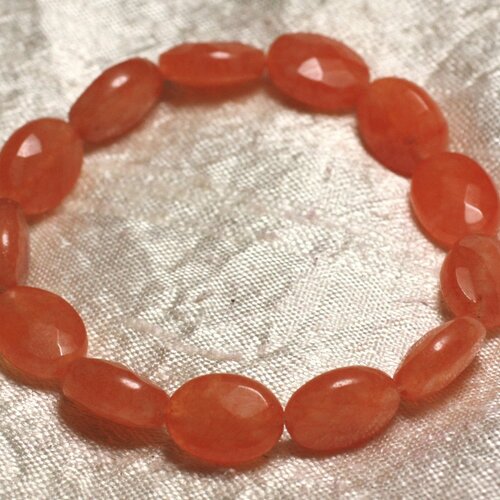 Bracelet pierre semi précieuse - jade orange ovales facettés 14x10mm