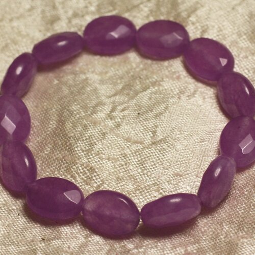 Bracelet pierre semi précieuse - jade violet rose ovales facettés 14x10mm