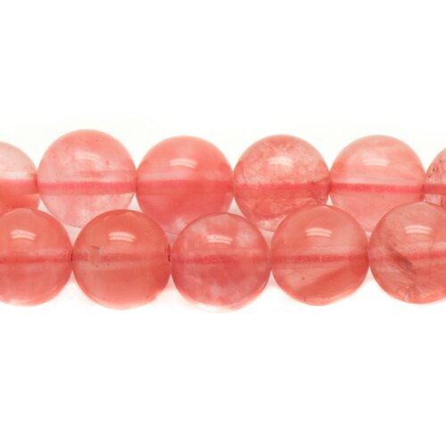 Fil 39cm 24pc env - perles pierre - quartz cerise boules 16mm rose corail peche