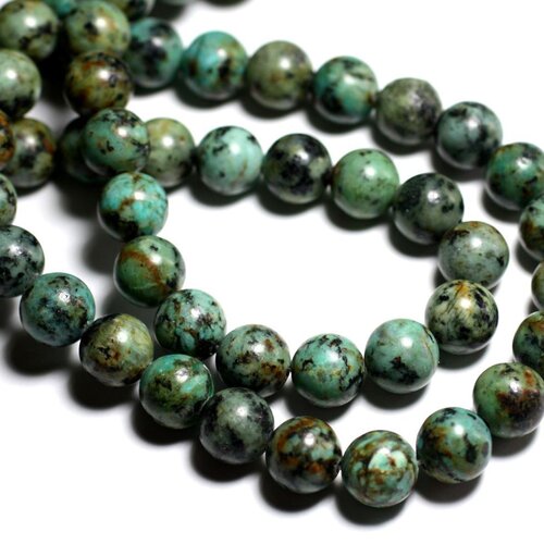 Fil 39cm 38pc env - perles de pierre - turquoise d'afrique boules 10mm