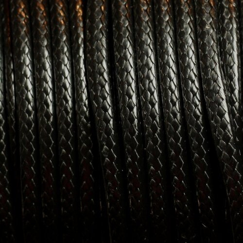 Bobine 38 metres env - fil corde cordon coton ciré 3mm noir