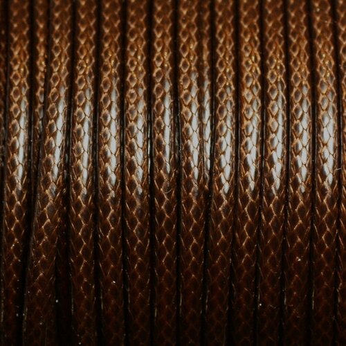 Bobine 38 metres env - fil corde cordon coton ciré 3mm marron café chocolat