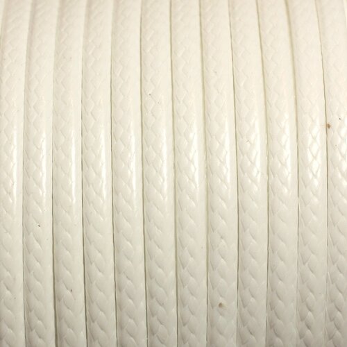Bobine 38 metres env - fil corde cordon coton ciré 3mm blanc