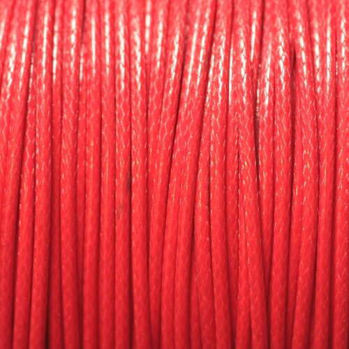 Bobine 90 mètres env - fil corde cordon coton ciré 1mm rouge cerise vif