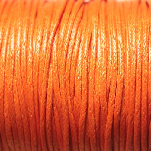 Bobine 90 mètres env - fil corde cordon coton ciré 1mm orange carotte