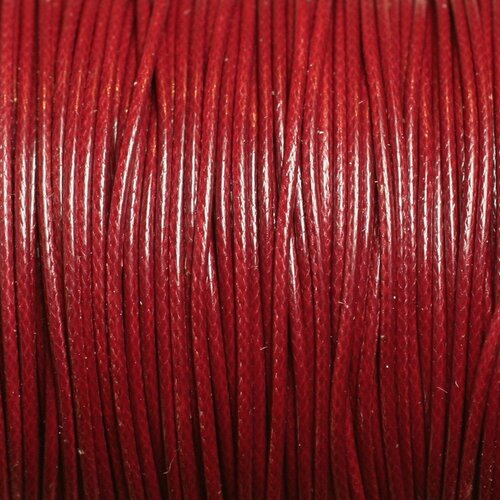 Bobine 90 mètres env - fil corde cordon coton ciré 1mm rouge bordeaux