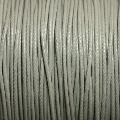 Bobine 90 mètres env - fil corde cordon coton ciré 1mm gris clair pastel