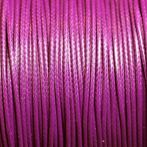 Bobine 90 mètres env - fil corde cordon coton ciré 1mm violet magenta prune