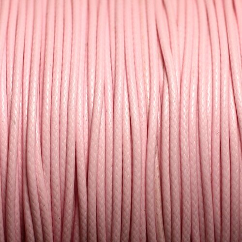 Bobine 90 mètres env - fil corde cordon coton ciré 1mm rose clair pastel