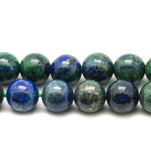 Fil 39cm 26pc env - perles de pierre - chrysocolle boules 14mm