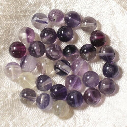 Fil 39cm 45pc env - perles de pierre - fluorite violette boules 8mm