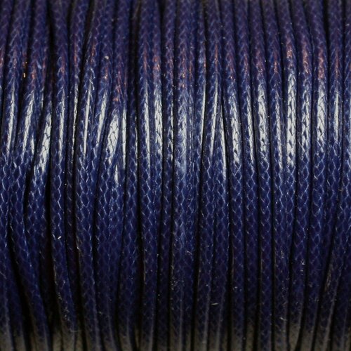 1 bobine 90 mètres - fil cordon coton ciré 1.5mm bleu marine
